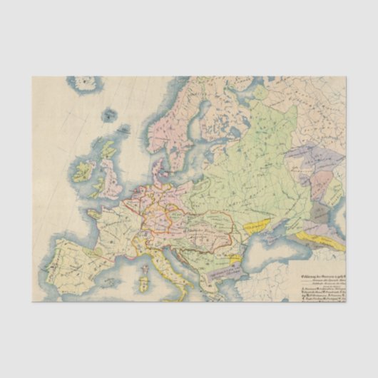 Papier Mousseline Carte ethnographique de l'Europe (Recto)