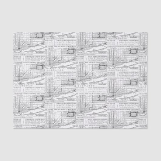 Papier Mousseline Carte ferroviaire vintage de Milwaukee (Recto)