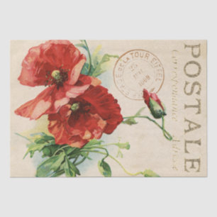 Papier Mousseline Carte Fleur Rouge Postale Découpage Français