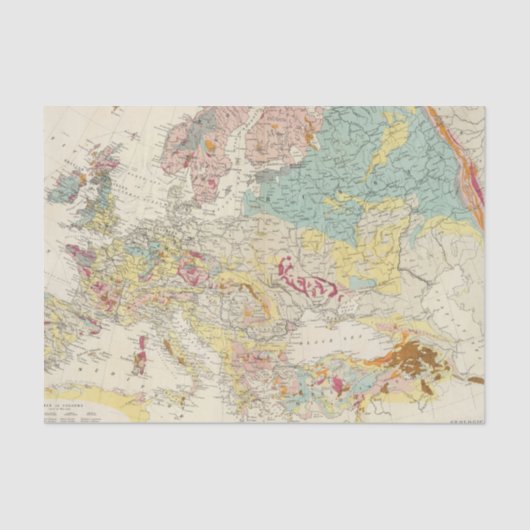 Papier Mousseline Carte géologique l'Europe (Recto)