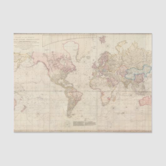 Papier Mousseline Carte Mercator du monde (Recto)