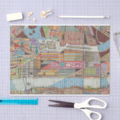 Papier Mousseline Carte moderne de New York III (Artisanat)