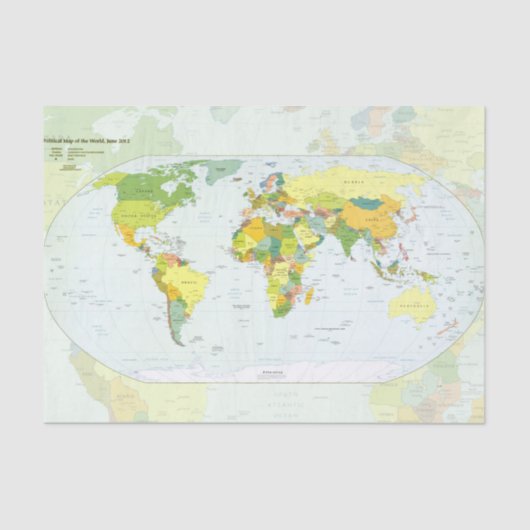 Papier Mousseline Carte mondiale Globe Pays Atlas (Recto)