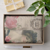 Papier Mousseline Carte Postale Classique / Dame Victorienne Avec Ro (Cadeau)