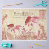 Papier Mousseline Carte postale Fantail Goldfish Ephemera Decoupage (Artisanat)