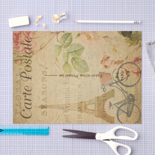 Papier Mousseline Carte postale française Tour Eiffel (Artisanat)