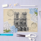 Papier Mousseline Carte postale Notre Dame Paris Blue Flower Papier (Artisanat)