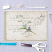 Papier Mousseline Carte Postale Oubliez-Moi Pas Français Script Bird (Artisanat)