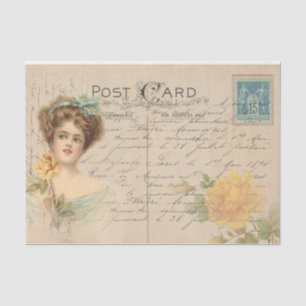 Papier Mousseline Carte Postale Traditionnelle/Dame Victorienne Avec
