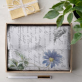 Papier Mousseline Carte postale Vintage aux fleurs bleues (Cadeau)