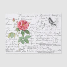 Carte postale Vintage Rose français Bird