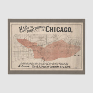 Papier Mousseline Carte vintage Chicago Great Fire Map, Découpage 18