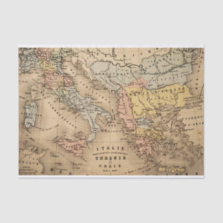 Papier Mousseline Carte vintage de l'Italie, de la Turquie et de la