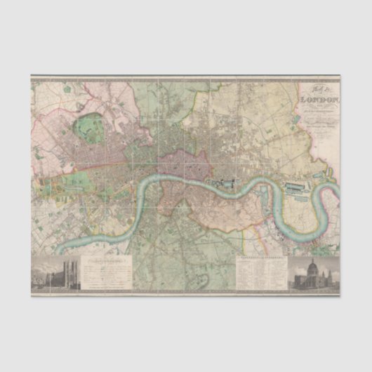 Papier Mousseline Carte vintage de Londres (Recto)