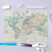 Papier Mousseline Carte vintage du monde (1801) (Artisanat)