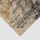 Papier Mousseline Carte vintage et bateau (Détail)