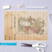 Papier Mousseline Carte Vintage Noël Santa Claus ReindeerLibrary (Artisanat)