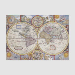 Papier Mousseline Cartes Atlas de style vintage
