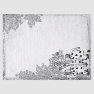 Papier Mousseline Cartes de jeu en noir et blanc Alice au pays des m