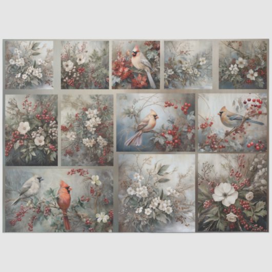 Papier Mousseline Cartes de Noël et Fleurs d'Hiver pour Découpage (Recto)