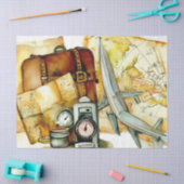 Papier Mousseline "Cartes & Elégance Voyage : Aventure Attend" (Artisanat)