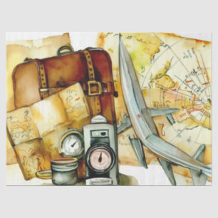 Papier Mousseline "Cartes & Elégance Voyage : Aventure Attend"