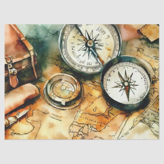 Papier Mousseline "Cartographie exquise : Adventure Await" (Recto)