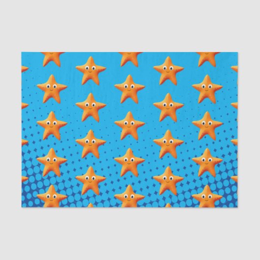 Papier Mousseline Carton mignon Starfish Blue Ocean (Recto)