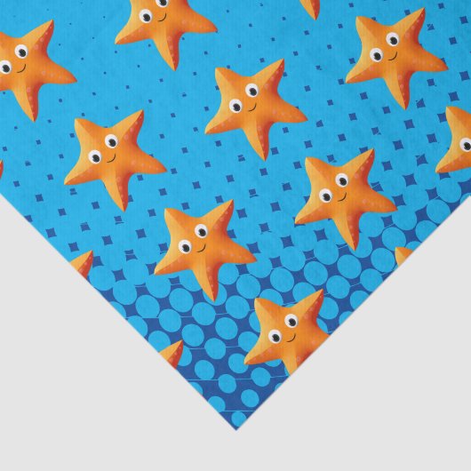 Papier Mousseline Carton mignon Starfish Blue Ocean (Détail)