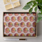 Papier Mousseline Carton Rouge Pomme Motif Fruit Sur Rose (Cadeau)