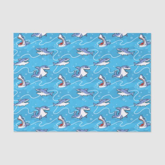 Papier Mousseline Cartoon Great White Sharks (Recto)