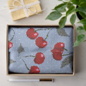 Papier Mousseline Cartoon mignon rouge cerise baies vert feuille ble (Cadeau)