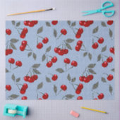 Papier Mousseline Cartoon mignon rouge cerise baies vert feuille ble (Artisanat)