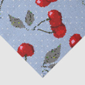 Papier Mousseline Cartoon mignon rouge cerise baies vert feuille ble (Détail)