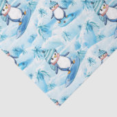 Papier Mousseline Cartoon Penguin Surfing (Détail)