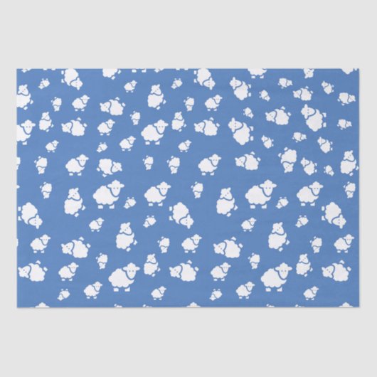 Papier Mousseline Cartoon Sheep sur arrière - plan bleu (Recto)