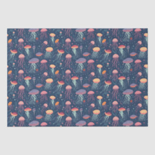 Papier Mousseline Cartoonish Jellyfish Sea Life Motif répétitif