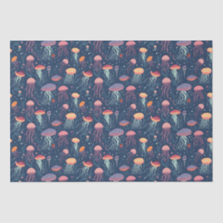 Papier Mousseline Cartoonish Jellyfish Sea Life Motif répétitif