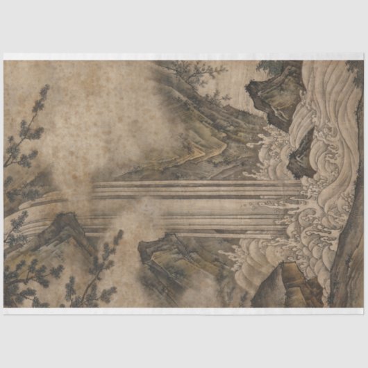 Papier Mousseline Cascade (art paysager japonais) (Kano Motonobu) (Recto)