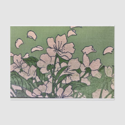 Papier Mousseline Cascade en fleurs roses (Recto)