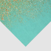 Papier Mousseline Cascady Gold Parties scintillant & Turquoise Aqua  (Détail)