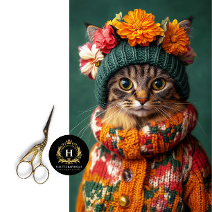 Papier Mousseline Casquette vintage Chandail Automne Tabby Chat Déco