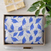 Papier Mousseline Casquettes de graduation bleu et blanc jetées dans (Cadeau)