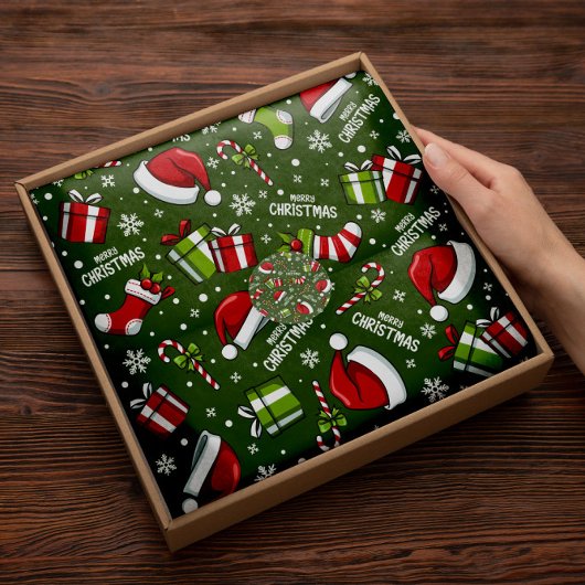 Papier Mousseline Casquettes du Père Noël Vert | Papier de tissus de