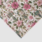 Papier Mousseline Casse-noisette vert avec florales de fêtes (Détail)