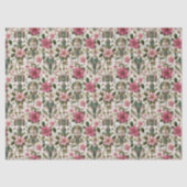 Papier Mousseline Casse-noisette vert avec florales de fêtes (Recto)