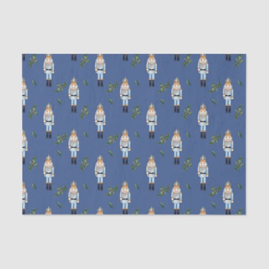 Papier Mousseline Casse-noix bleu Noël et Branches Holly Berry (Recto)