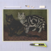 Papier Mousseline Cat Ephemera Decoupage Tortoiseshell Tabby Argent (Artisanat)