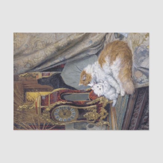 Papier Mousseline Cat & Kitten ・ Henriette Ronner-Knip (1821-1909) (Recto)