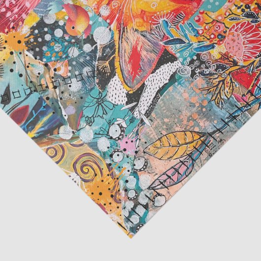 Papier Mousseline Cat Mixed Mixed Paper Collage Tissue Paper (Détail)